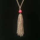Scarlet Gold Tassel Necklace