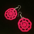 Wagonwheel Red Crochet Earrings