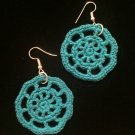 Wagonwheel Teal Crochet Earrings