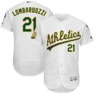 Men's Steve Lombardozzi Oakland Athletics White Flex Base Home Jersey