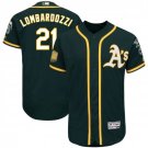 Men's Steve Lombardozzi Oakland Athletics Green Flex Base Jersey
