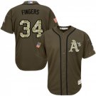 Men's Rollie Fingers Oakland Athletics Green Salute to Service Jersey
