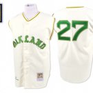 Men's Catfish Hunter Oakland Athletics Cream 1968 Throwback Jersey