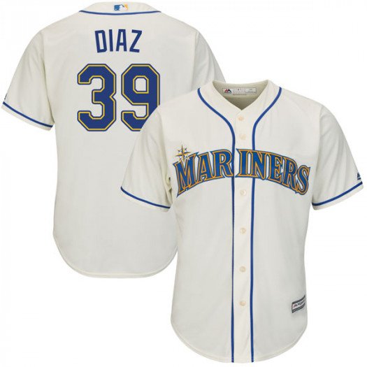 Men's Edwin Diaz Seattle Mariners Cream Cool Base Jersey