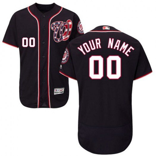 Men's Custom Washington Nationals Navy Blue ized Flexbase Jersey