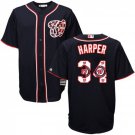 Men's Bryce Harper Washington Nationals Navy Team Logo Fashion Jersey