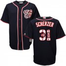 Men's Max Scherzer Washington Nationals Navy Team Logo Fashion Jersey