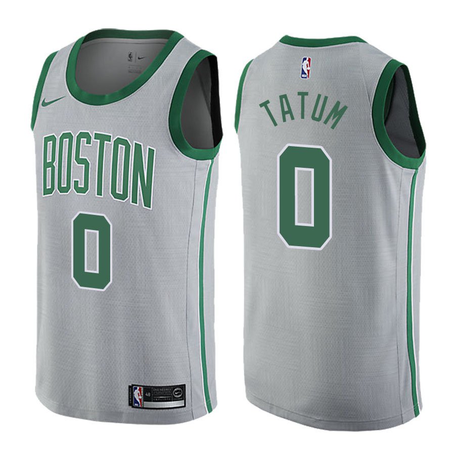 Boston Celtics Jayson Tatum #0 Gray City Edition Stitched Jersey.