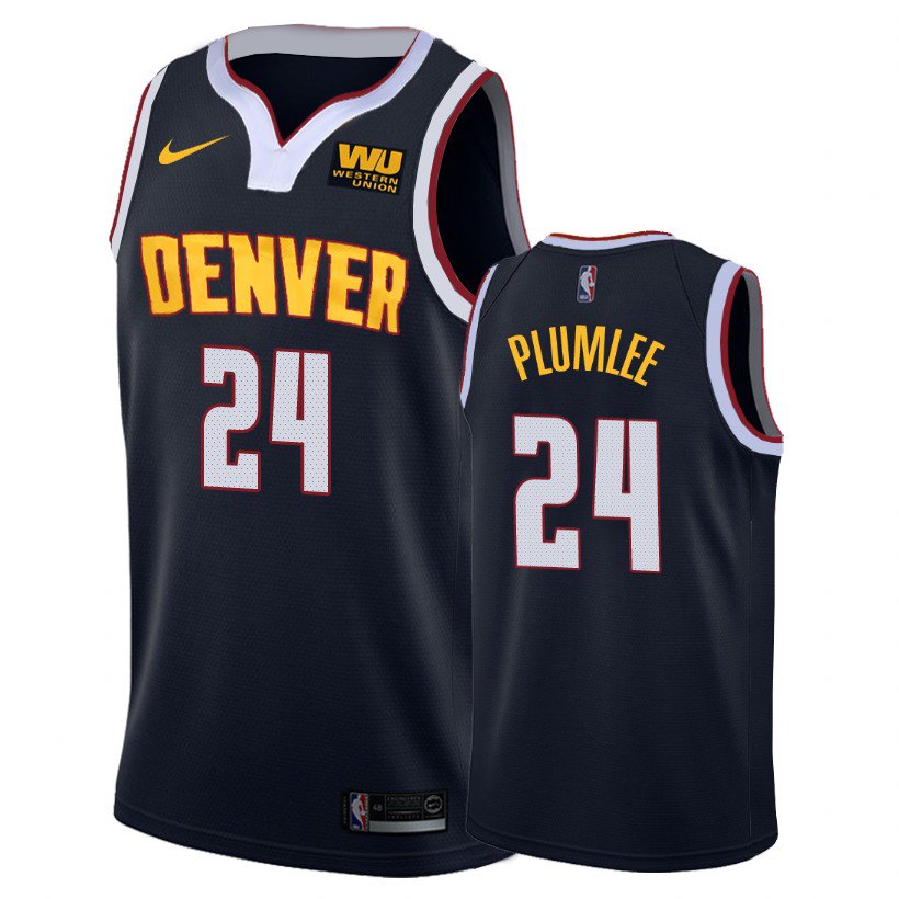 201819 Denver Nuggets Mason Plumlee 24 Navy Icon Stitched Jersey