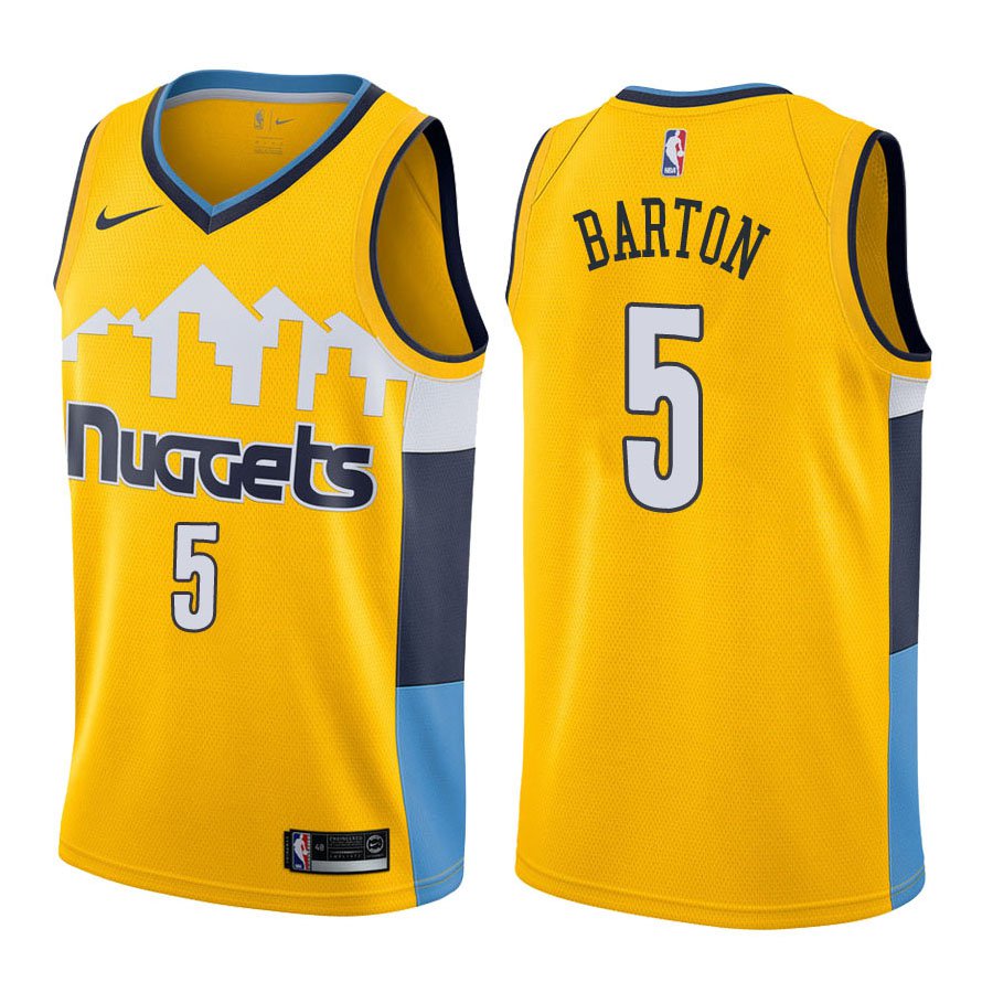 Denver Nuggets Will Barton #5 Yellow Statement Stitched Jersey