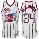 Hakeem Olajuwon Rockets Classics White Stripe Stitched Jersey