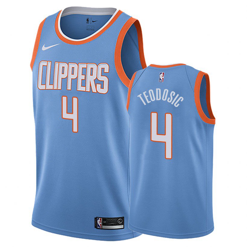 Los Angeles Clippers Milos Teodosic #4 Blue City Stitched Jersey