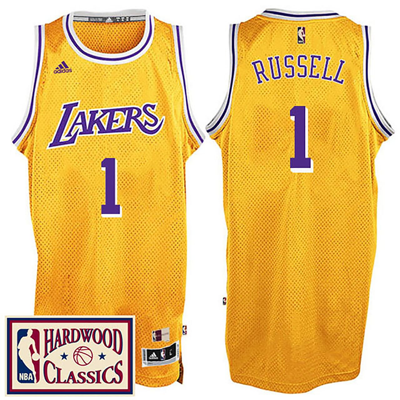 Lakers Hardwood Classics Throwback Gold Jersey D'Angelo Russell