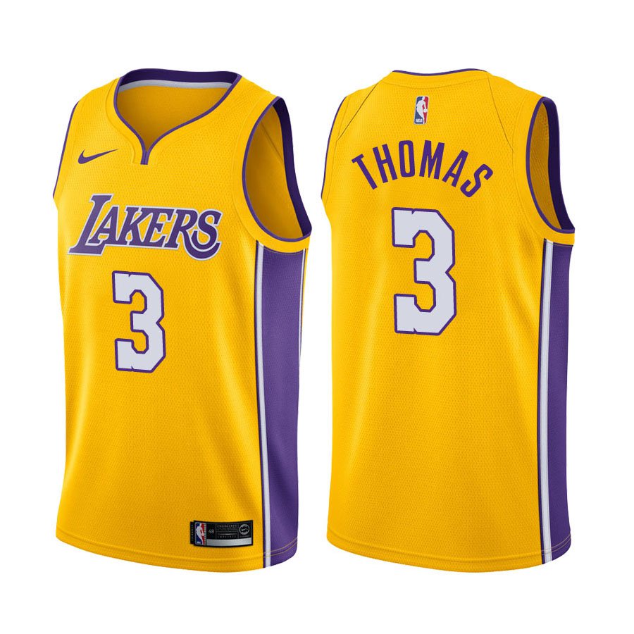 Los Angeles Lakers Isaiah Thomas #3 Gold Icon Edition Stitched Jersey