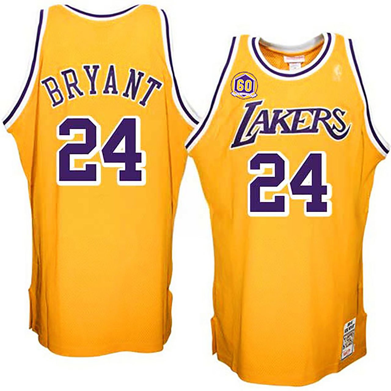 Kobe Bryant Lakers #24 Showtime Throwback Yellow Stitched Jersey