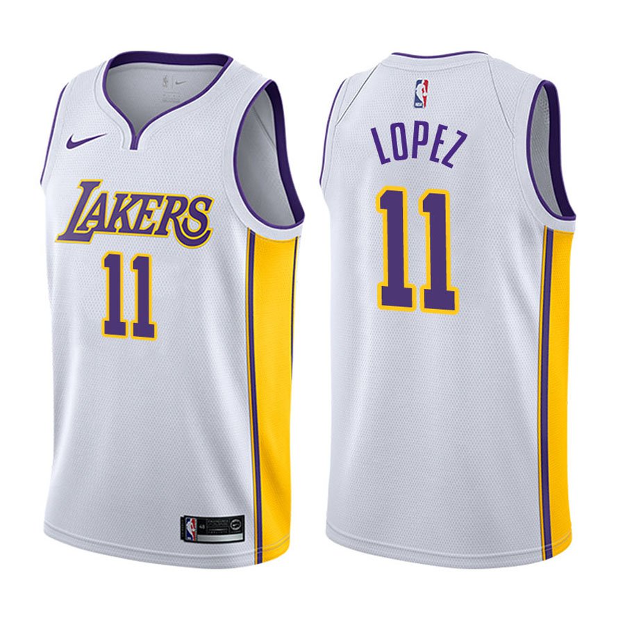 Lakers Brook Lopez White Stitched Jersey