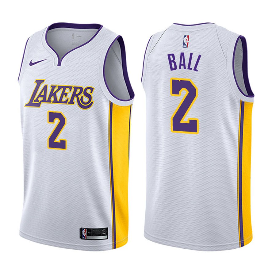 Lakers Lonzo Ball White Stitched Jersey