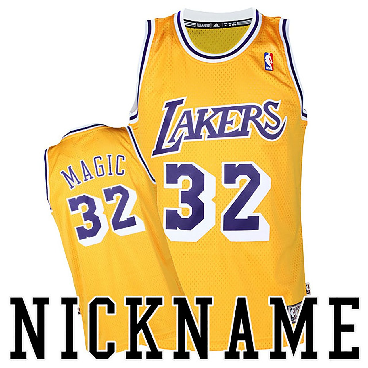 Magic Johnson Lakers Nickname Gold Magic Throwback Stitched Jersey