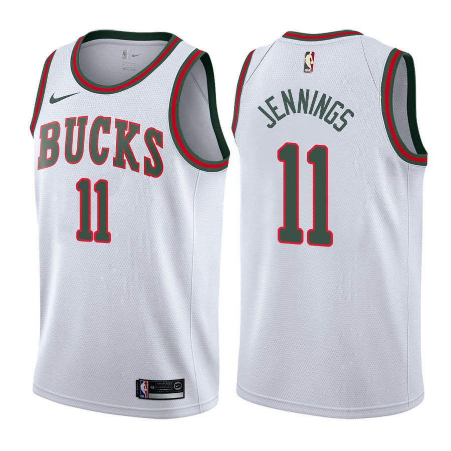 Milwaukee Bucks Brandon Jennings #11 White Classic Stitched Jersey