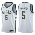 Bucks D.J. Wilson White Stitched Jersey