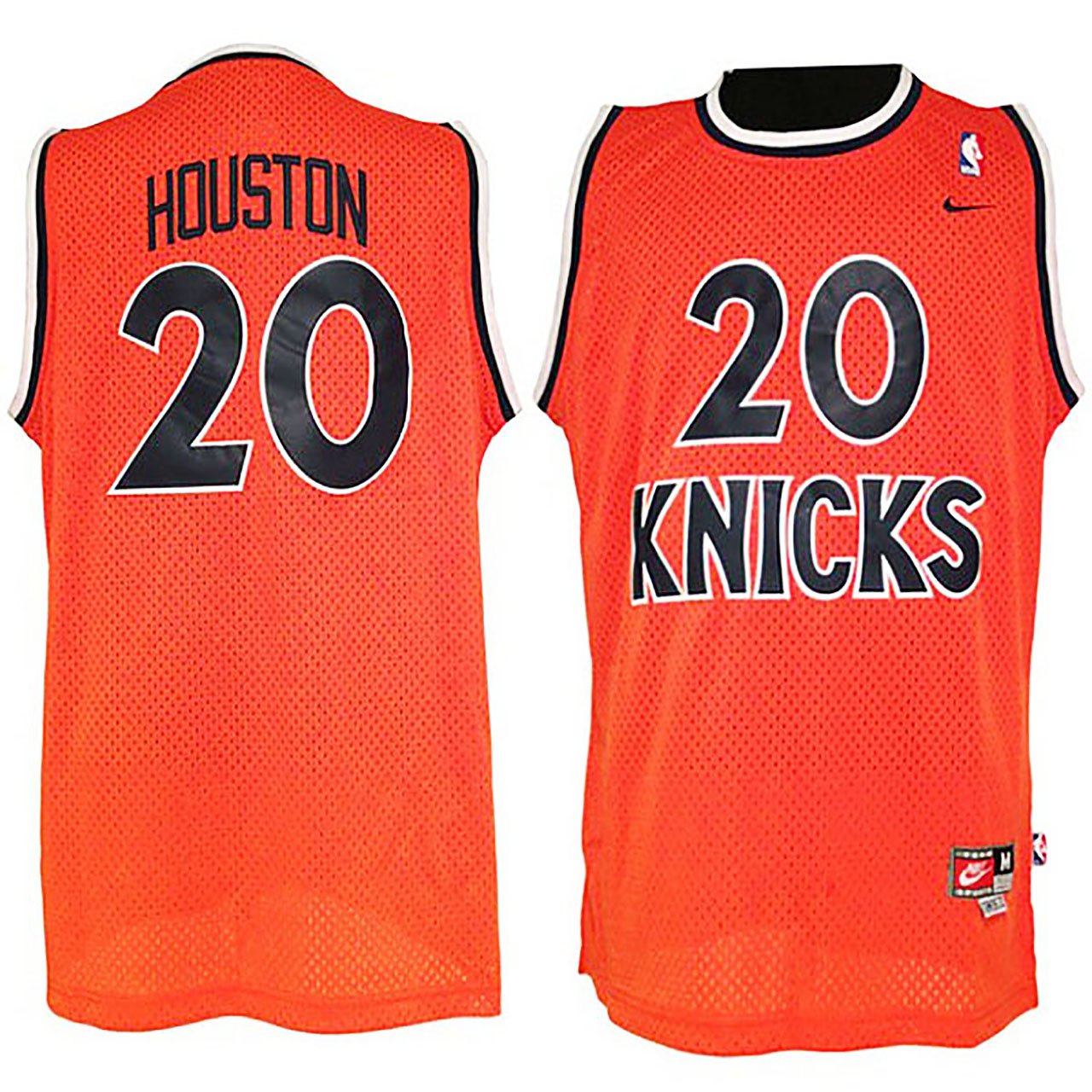 Nike Knicks #20 Allan Houston Throwback Orange Stitched Jersey