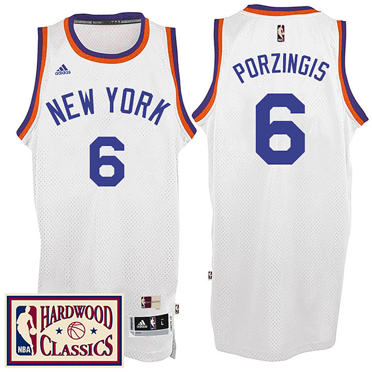 Knicks Hardwood Classics Throwback White Jersey Kristaps Porzingis