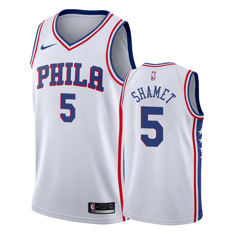 Philadelphia 76ers Landry Shamet #5 White Stitched Jersey