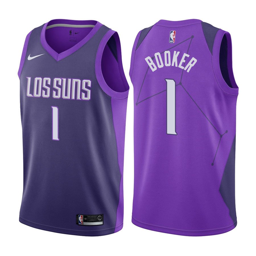 Phoenix Suns Devin Booker #1 Purple City Edition Stitched Jersey