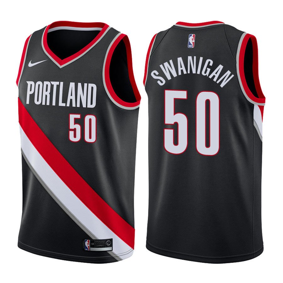 Portland Trail Blazers Caleb Swanigan #50 Black Icon Stitched Jersey