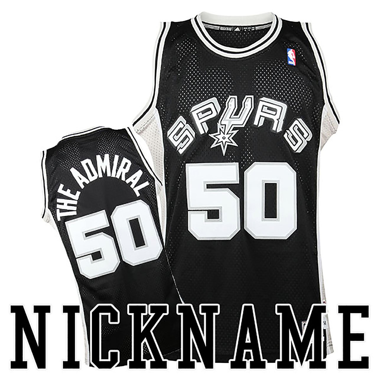 David Robinson Spurs Nickname Black The Admiral Stitched Jersey