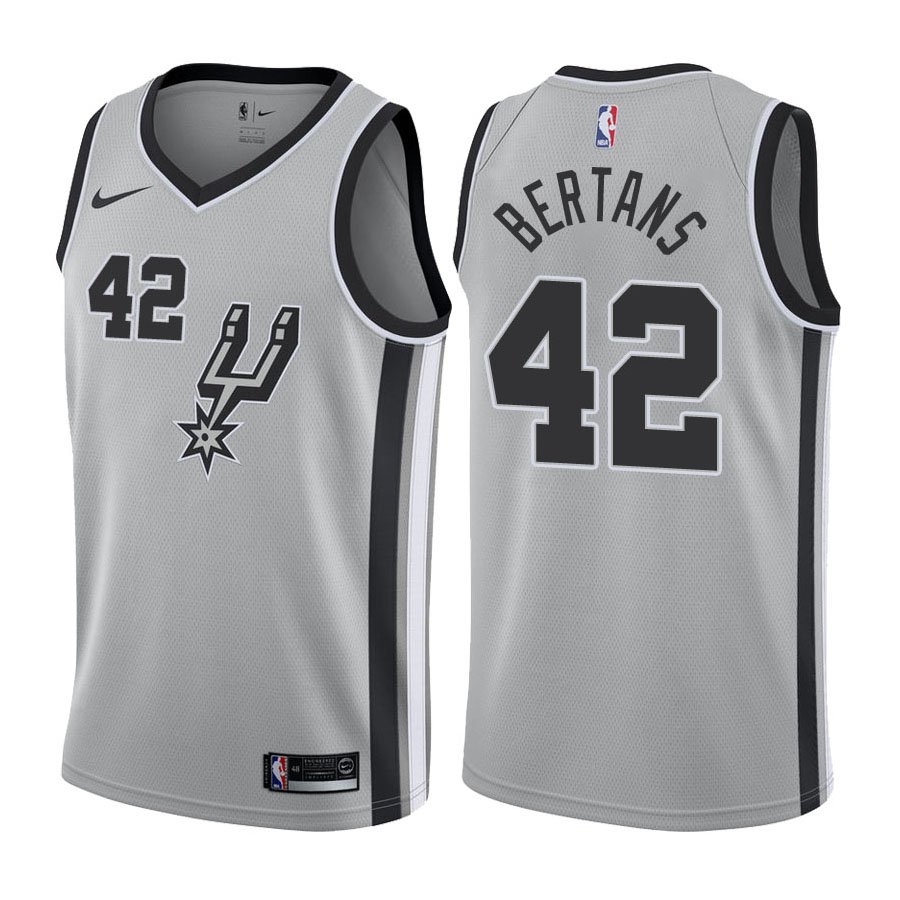 San Antonio Spurs Davis Bertans #42 Silver Statement Stitched Jersey