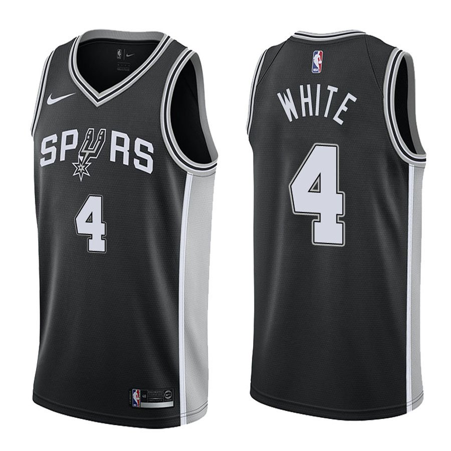 San Antonio Spurs Derrick White #4 Black Icon Stitched Jersey