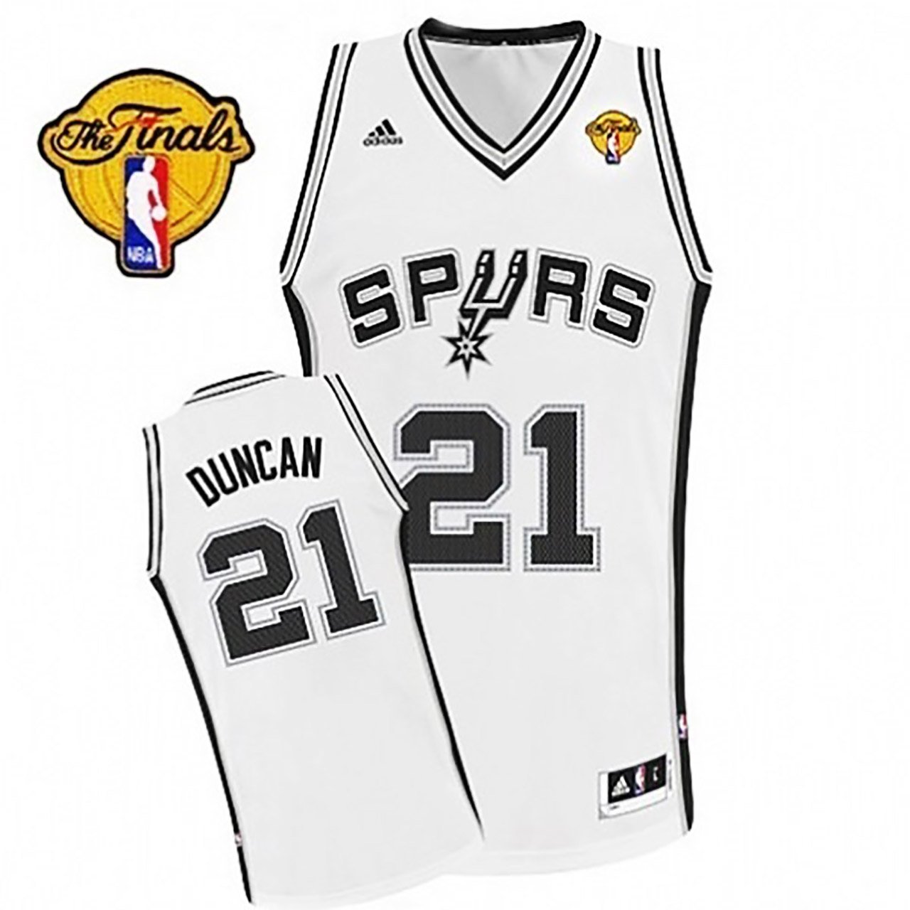 Tim Duncan 2014 Finals Spurs #21 White Stitched Jersey
