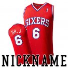 Julius Erving Sixers Nickname DR.J Throwback Red Stitched Jersey