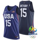 Carmelo Anthony USA Team #15 Rio Olympics Navy Stitched Jersey