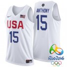 Carmelo Anthony USA Team #15 Rio Olympics White Stitched Jersey