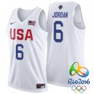 Deandre Jordan USA Team #6 Rio Olympics White Stitched Jersey