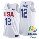 Demarcus Cousins USA Team #12 Rio Olympics White Stitched Jersey
