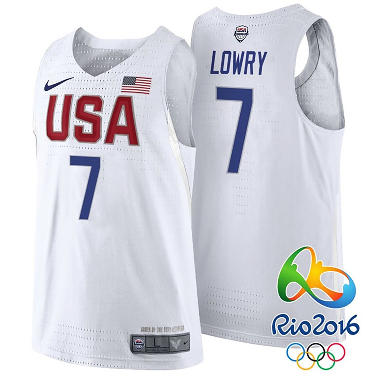 Kyle Lowry USA Team #7 Rio Olympics White Authentic Stitched Jersey