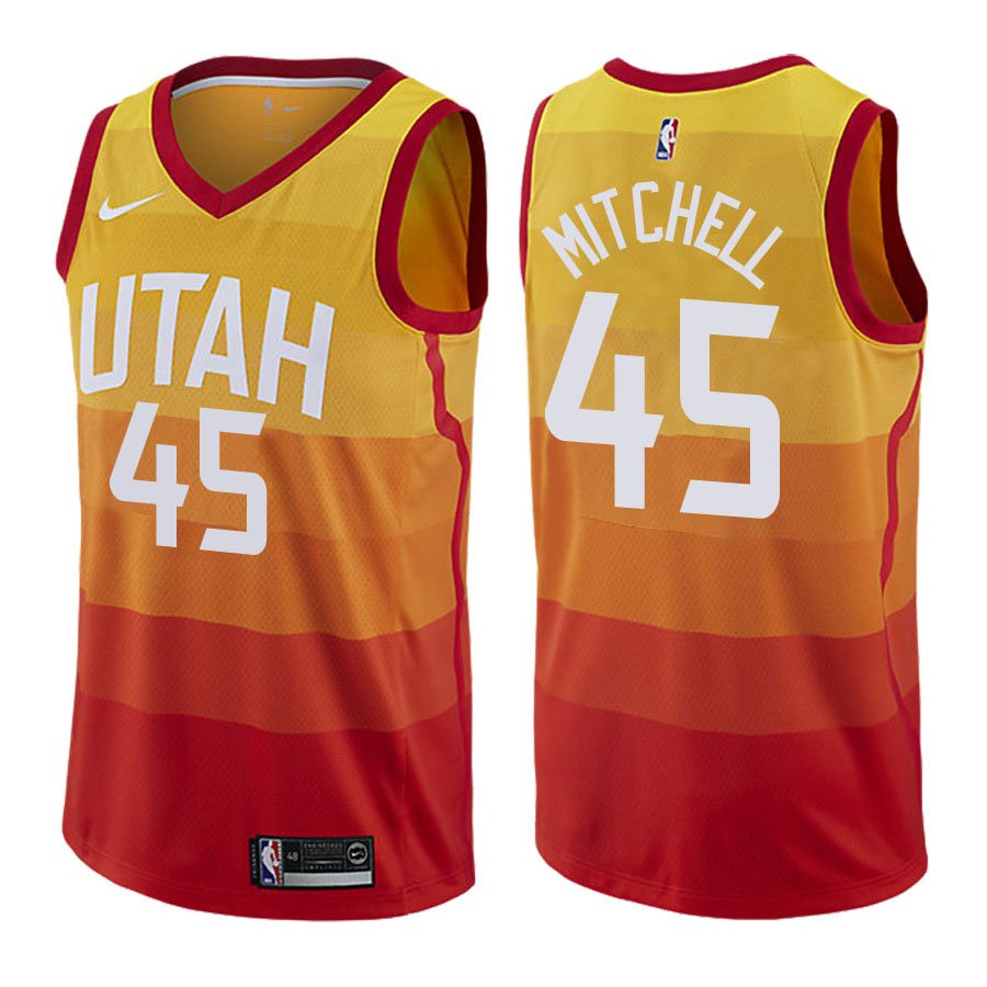 Utah Jazz Donovan Mitchell #45 Gold City Edition Stitched Jersey