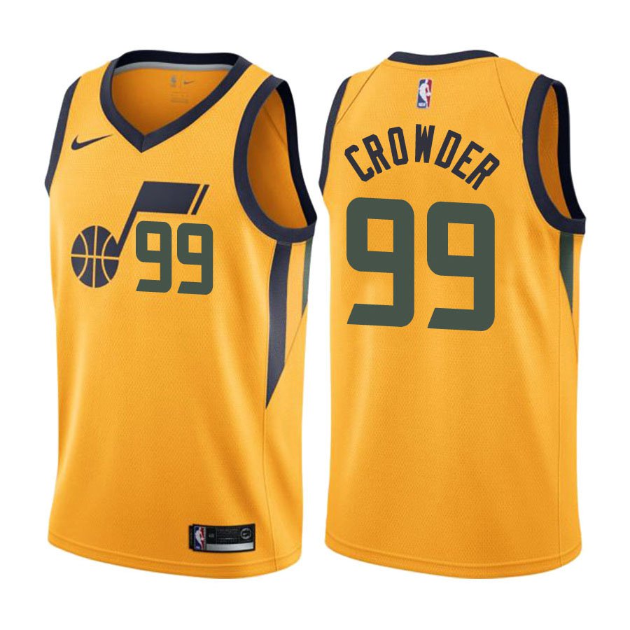 Utah Jazz Jae Crowder #99 Yellow Statement Edition Stitched Jersey