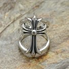 S925 Sterling Silver punk style hollowed crosses, men's and women's rings,Chrome Hearts style