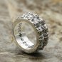 S925 Sterling Silver punk fashion ring, double row cross finger Chrome Hearts Double Pete Punk Ring