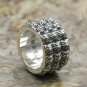 S925 Sterling Silver punk fashion ring, three rows of cross Chrome Hearts Triple Pete Punk Ring