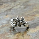 Chrome Hearts S925 Sterling Silver Cross flower ring lovers Cross rock ring Punk ring