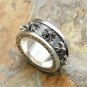 Chrome Hearts S925 Sterling Silver Cross flowers can turn rings, men and women, retro rock ring
