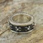 Chrome Hearts S925 Sterling Silver Cross flowers can turn rings, men and women, retro rock ring