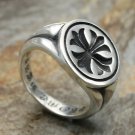 Chrome Hearts S925 Sterling Silver Retro creative cross army flower ring, , retro rock rings.