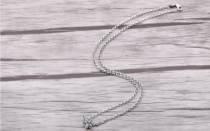 Chrome Hearts S925 Sterling Silver Fashion temperament six Star Star Necklace Chain