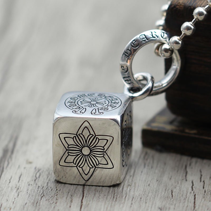 S925 Sterling Silver Square dice Pendant-Chrome Hearts Silver jewelry